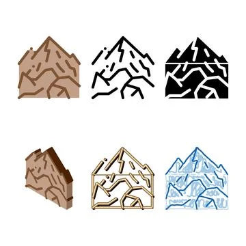 Mountain view icon vector variety outline Stock Illustration
