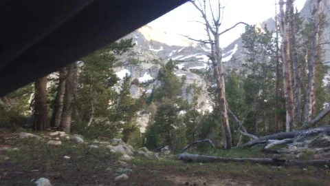 Mountain View from Inside Tent Camping Stock Footage 169010494