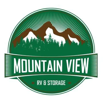 Mountain view logo with pines Stock Illustration