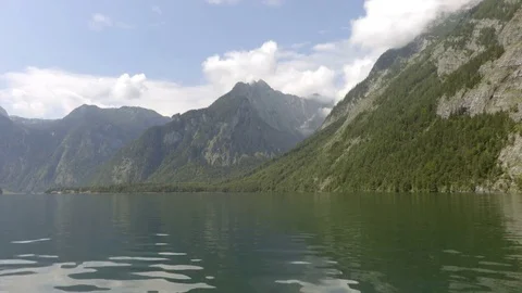 Mountain view from the middle of the lake summer time Stock Footage 82284670