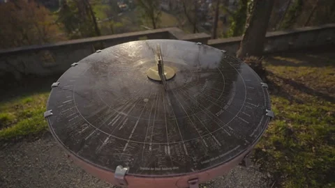 Mountain view from monchsberg hill from pointer or compass at sunset in sunny Stock Footage 230240264