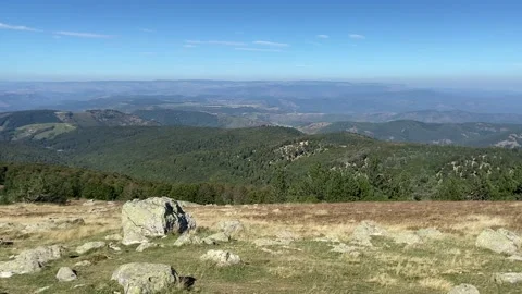 Mountain view from Mont Aigoual in Les Cévennes Stock Footage 345224569