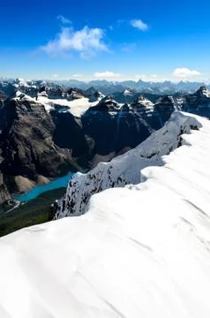 Mountain view from mt temple peak, rocky mountains, alberta, canada Stock Photos