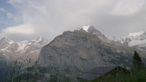 Mountain view from Murren - day to night timelapse Stock Footage 166626686