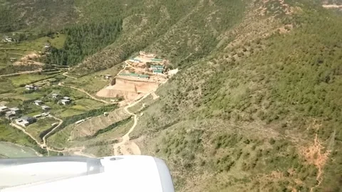 Mountain view nearest while plane landing to Bhutan Stock-Footage 247327905