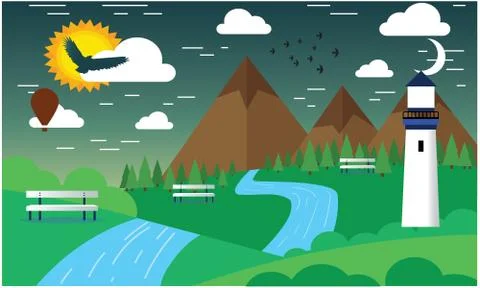 Mountain view in night Illustrazione stock