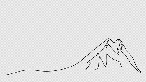 Mountain view, one line drawing animation. Video clip with alpha channel. Stock Footage 304387487