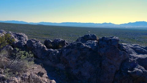 Mountain View Panning Right in Desert Stock Footage 112884021