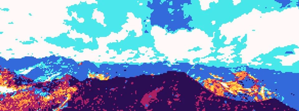 Mountain view pixel art Stock Illustration