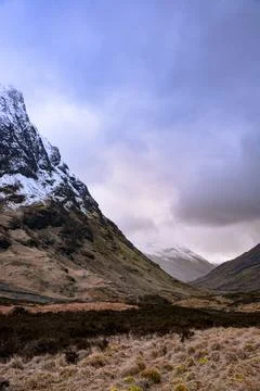 Mountain View On A Rainy Spring Day. Scotland Highlands. Stock Photos