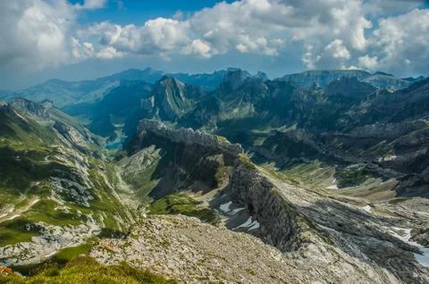 Mountain view from Säntis cable station Stock Photos
