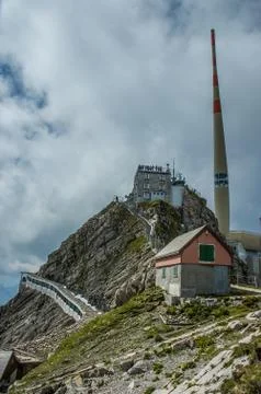 Mountain view from Säntis cable station Stock Photos