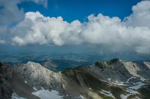 Mountain view from Santis cable station Stock Photos