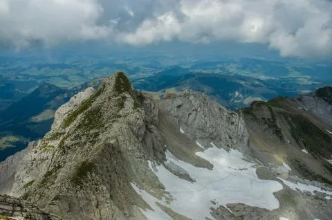 Mountain view from Santis cable station Stock Photos