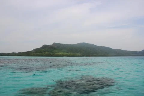 Mountain view from the sea Stock Photos