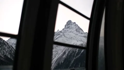 Mountain view from the ski lift window 스톡 동영상 151225183
