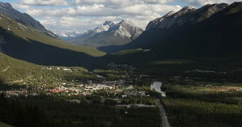 Mountain view from Sulphur Mountain Banff Alberta Canada Stock Footage