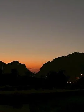 Mountain View with Sunset (1) Stock Photos