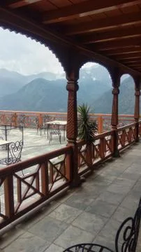 Mountain view from the terrace Stock Photos
