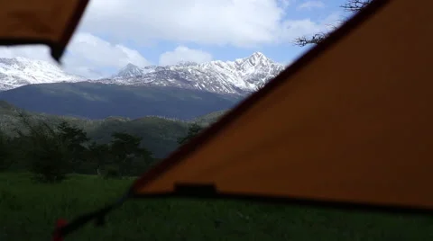 Mountain View Through Camping Tent Stock Footage 50969237