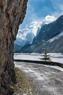 Mountain View Through the Rock Stock Photos