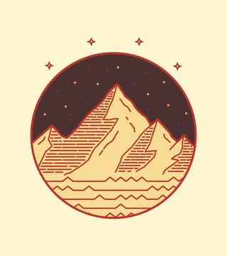 Mountain view vector design and sparkling night stars Stock Illustration