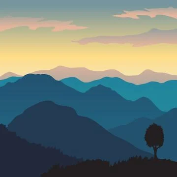 Mountain view vector Stock Illustration