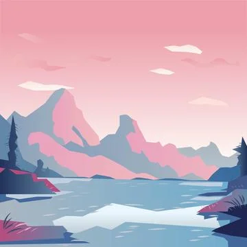 Mountain View Vector Illustration and Background Stock Illustration