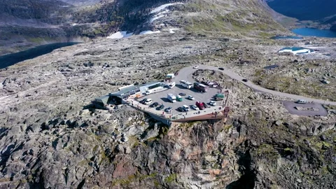 Mountain Viewpoint on the edge of a cliff surrounded by  stunning landscape Stock Footage 167263346