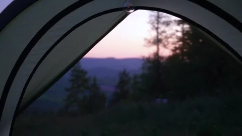 Mountain Views in Tent Stock Footage 341367522