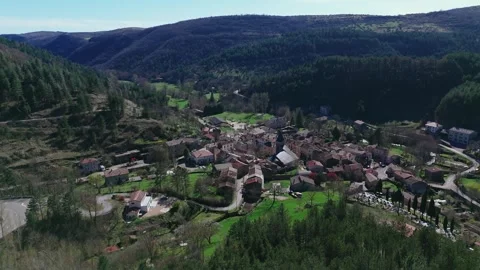 Mountain Village Aerial View in Spring Stock Footage 270217122