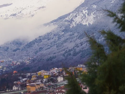 Mountain village between trees Stock Footage 71938914