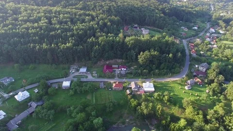 Mountain Village Camera Flying Circle Video stock 74795512
