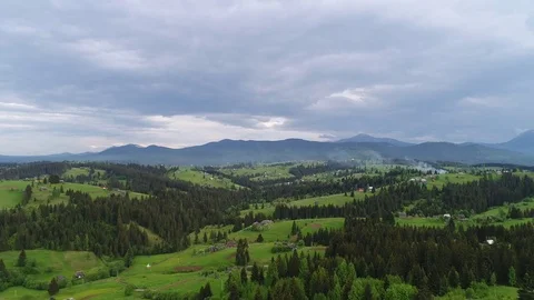 Mountain village landscape in Carpatian Stock Footage