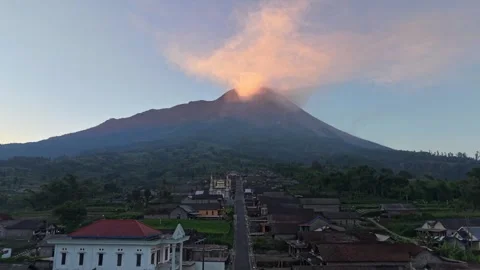 Mountain village located on the slopes of Mount Merapi. Stock Footage 342637588