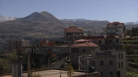 Mountain with village pan Stock Footage 58209551