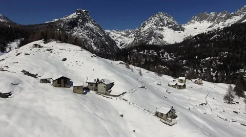 Mountain village in winter Stock Footage 67664144