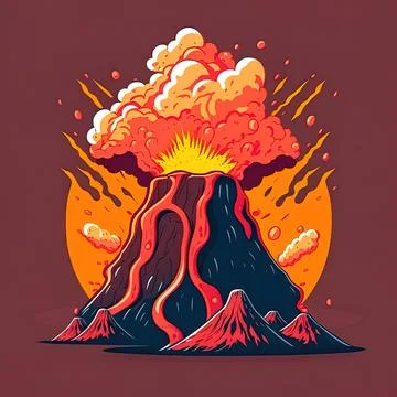 Eruption of volcano, beautiful cartoon isometric diorama of natural  disaster. Generative art Stock Illustration | Adobe Stock