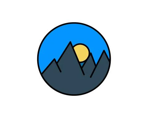 Mountain, Volcano, Summit, Peak Icon Vector Logo Template Illustration Design Stock Illustration