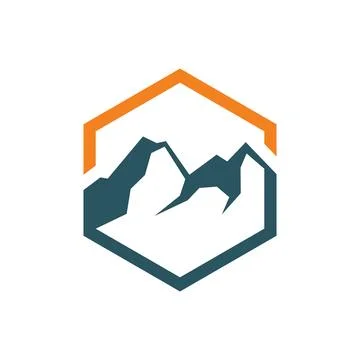 Mountain, Volcano, Summit, Peak Icon Vector Logo Template Illustration Desi.. Stock Illustration