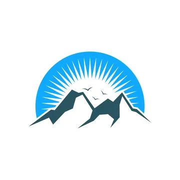 Mountain, Volcano, Summit, Peak Icon Vector Logo Template Illustration Desi.. Stock Illustration