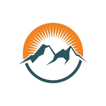 Mountain, Volcano, Summit, Peak Icon Vector Logo Template Illustration Desi.. Stock Illustration
