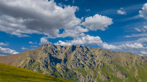 Mountain wall under a cloudy sky Stock Footage 312782644