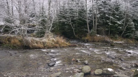 Mountain water stream in the winter Stock Footage 144656144