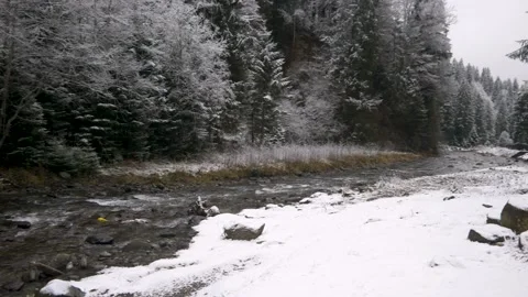 Mountain water stream in the winter Stock Footage 144656208