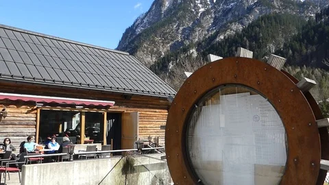 MOUNTAIN WITH WATER WHEEL Stock Footage 121450654