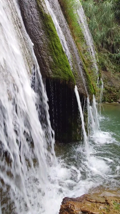 Mountain Waterfall - 4k Vertical  Footage Stock Footage 343439880