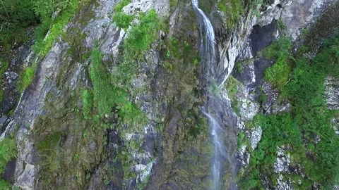 Mountain waterfall from above Stock Footage 70320078