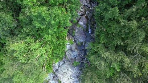 Mountain waterfall from above Stock Footage 70320387