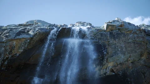 Mountain Waterfall among the rocky mountains 2 Stock Footage
